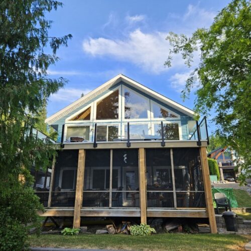 Reversible tub to shower conversion with low step entry for mobility friendly bathroom accessibility.