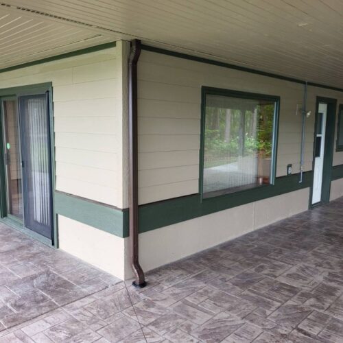Reversible tub to shower conversion with low step entry for mobility friendly bathroom accessibility.