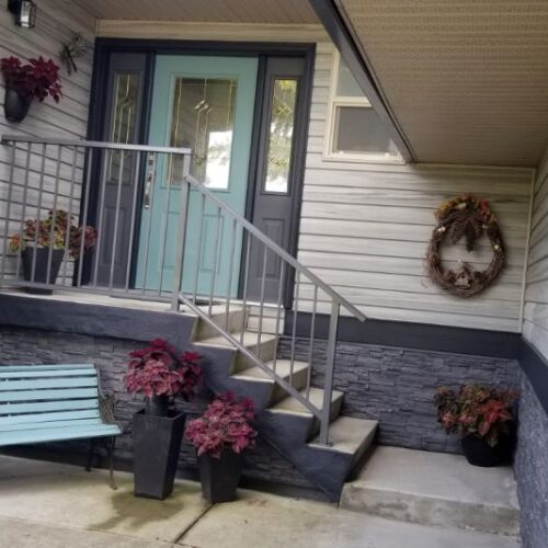 Reversible tub to shower conversion with low step entry for mobility friendly bathroom accessibility.