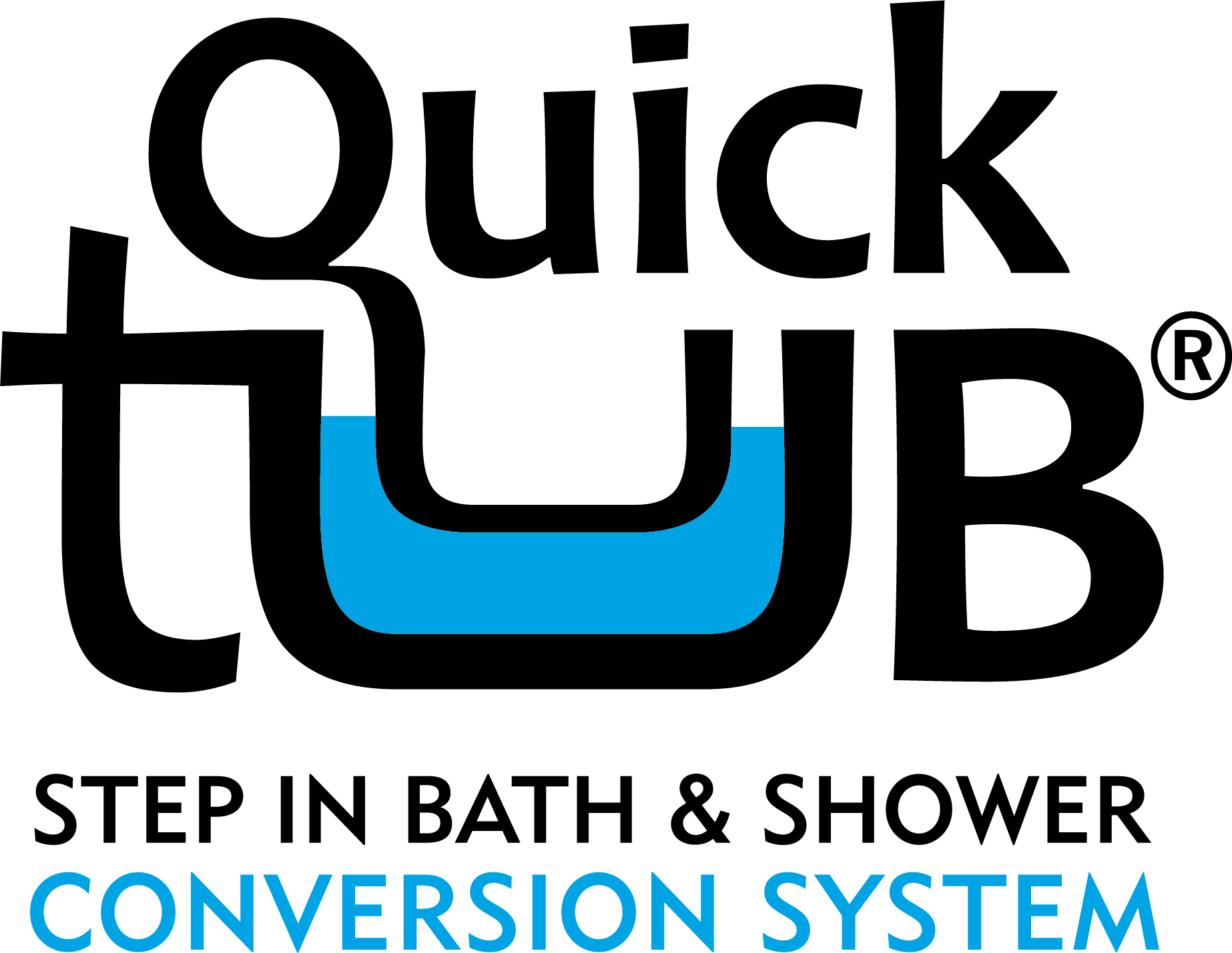 Reversible tub to shower conversion with low step entry for mobility friendly bathroom accessibility.